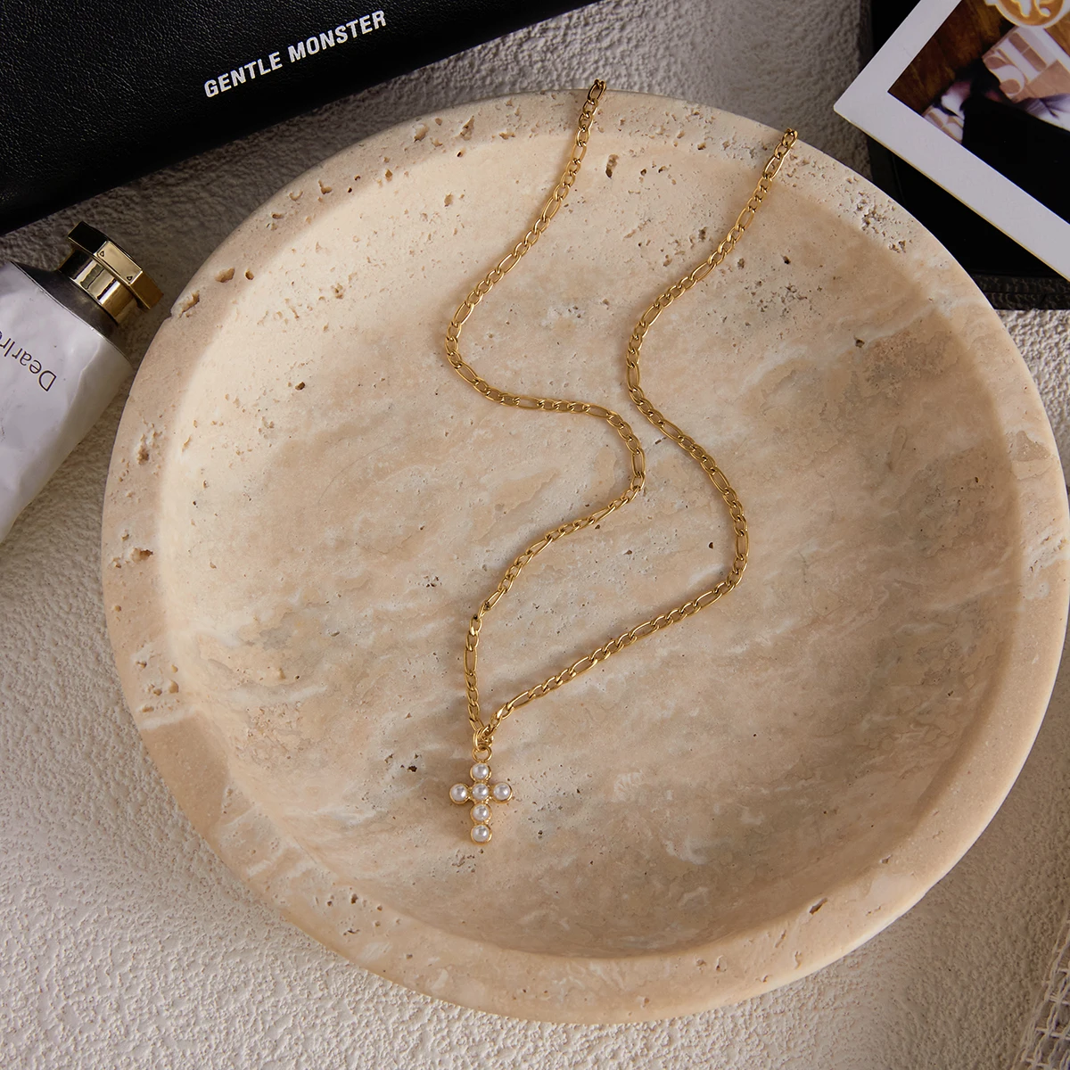 Stainless Steel Gold-Tone Cross Necklace for Women 4 Stainless Steel Gold-Tone Cross Necklace for Women - Image 4