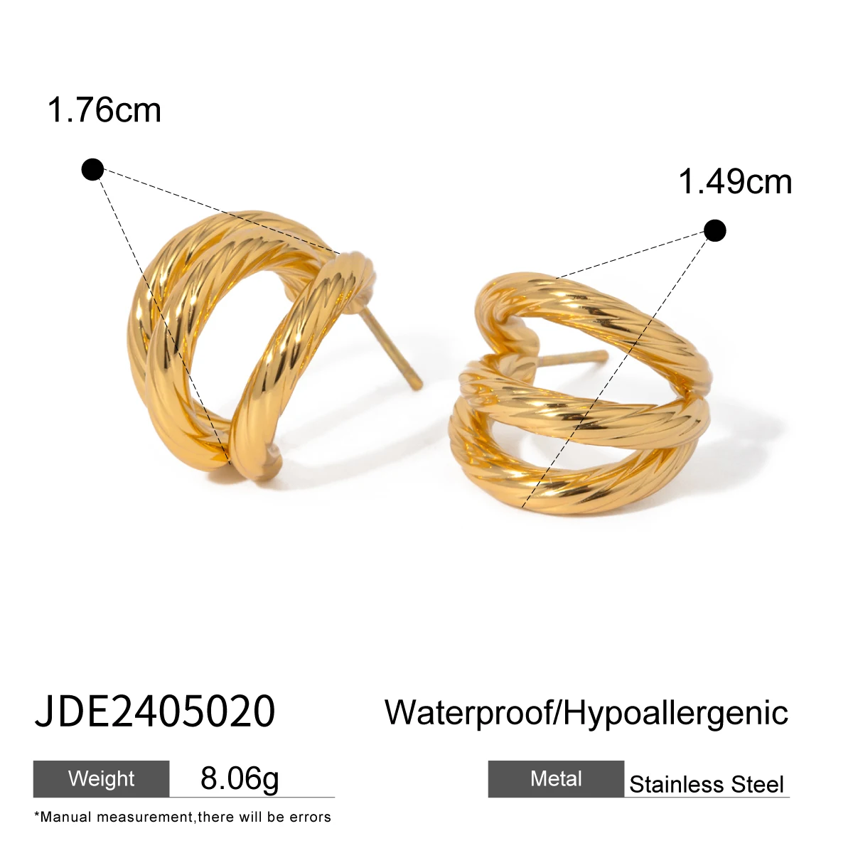 Stainless Steel Gold Hoop Earrings for Women 6 Stainless Steel Gold Hoop Earrings for Women - Image 6