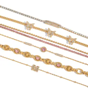 Stainless Steel Women's Bracelet with Cubic Zirconia