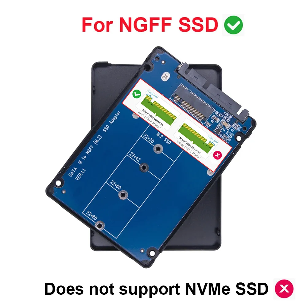M.2 B-Key to SATA Adapter for 2.5" Drives 2 M.2 B-Key to SATA Adapter for 2.5" Drives - Image 2