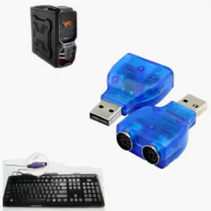 USB Dual PS2 Adapter with Transparent Blue Case 7 Sf523a3498c6c46438be196fcf1518efes
