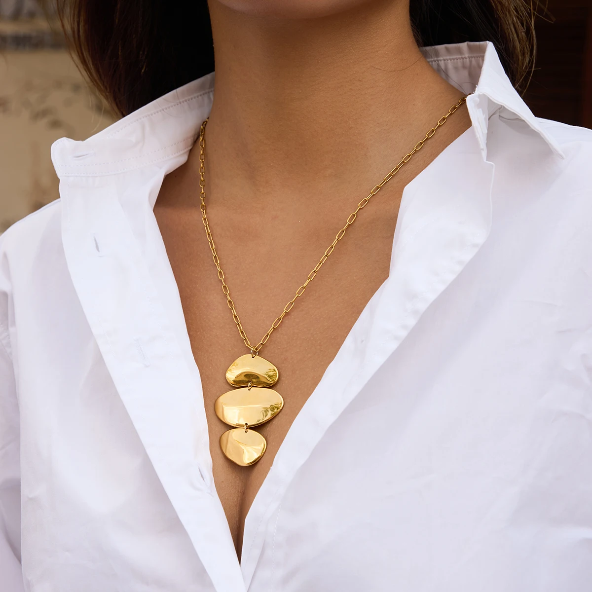 Modern Stainless Steel Geometric Necklace JDN0108029 3 Modern Stainless Steel Geometric Necklace JDN0108029 - Image 3