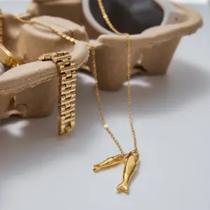 Gold Stainless Steel Pisces Pendant Necklace 10 Sf54f58dbb6f4422295a8a221f3173b22W