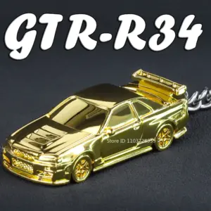Gold GTR-R34 & RS7 Miniature Keychain