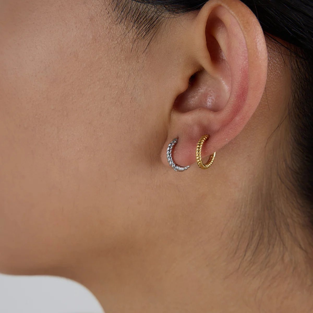 Stainless Steel 12mm Hoop Earrings 4 Stainless Steel 12mm Hoop Earrings - Image 4