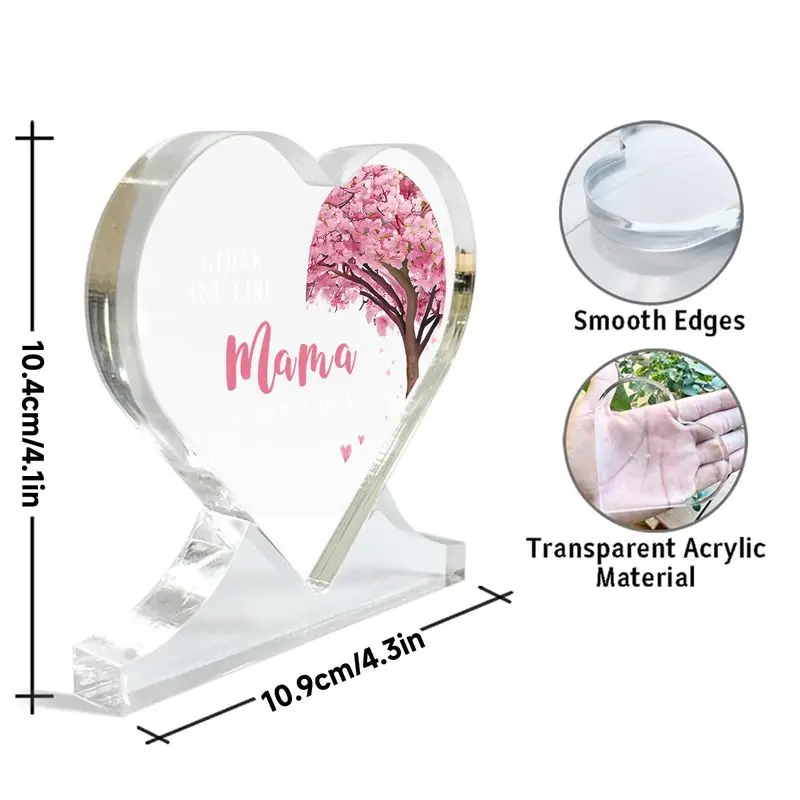 Heart-Shaped Acrylic Home Decor with Cherry Blossom Design 2 Heart-Shaped Acrylic Home Decor with Cherry Blossom Design - Image 2