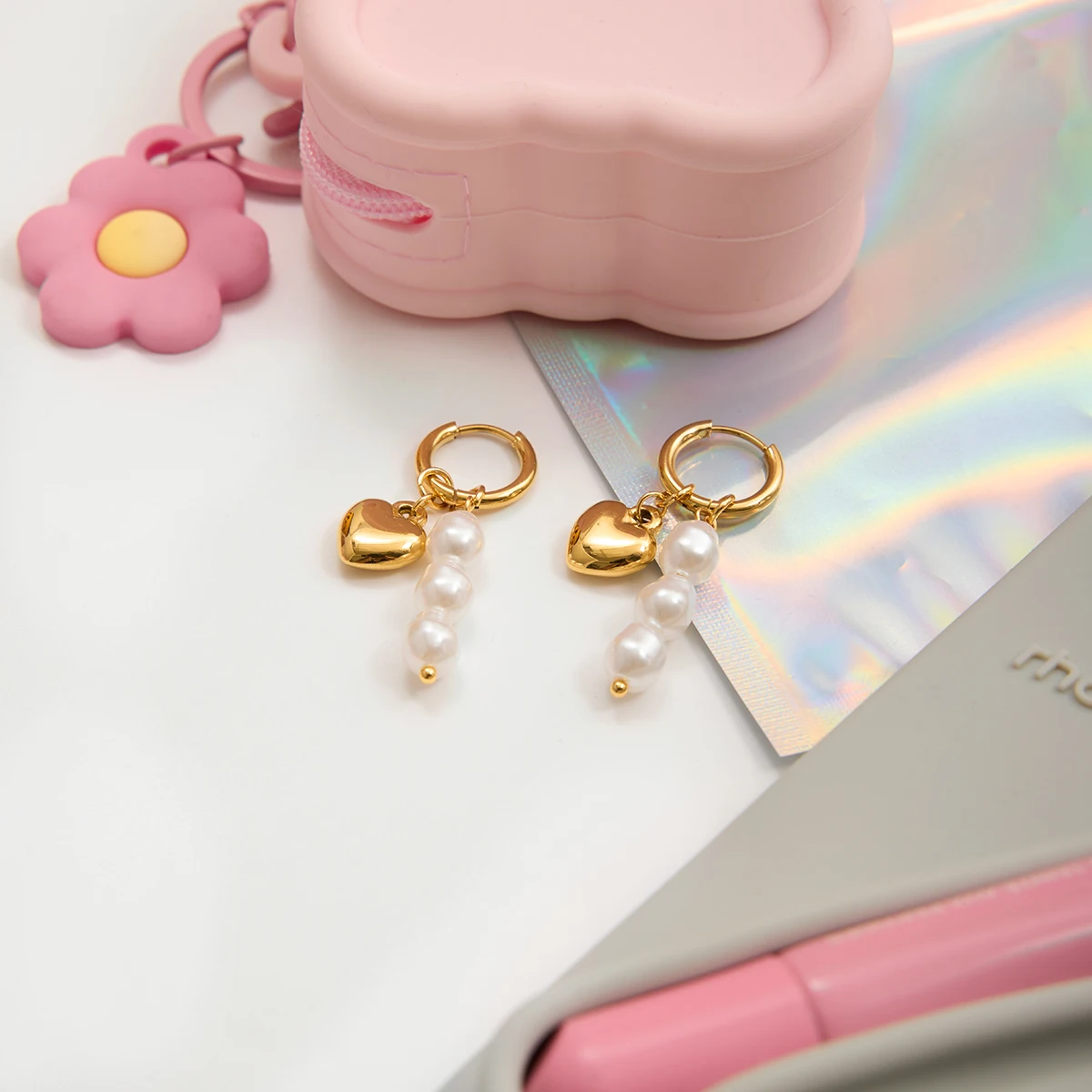 Stainless Steel Heart Drop Earrings for Women 5 Stainless Steel Heart Drop Earrings for Women - Image 5