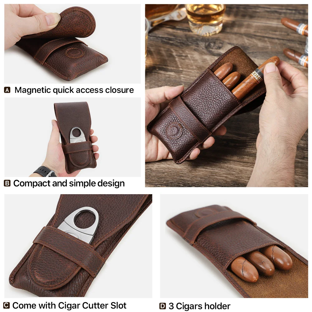 Vintage Genuine Leather Cigar Holder for Men 5 Vintage Genuine Leather Cigar Holder for Men - Image 5