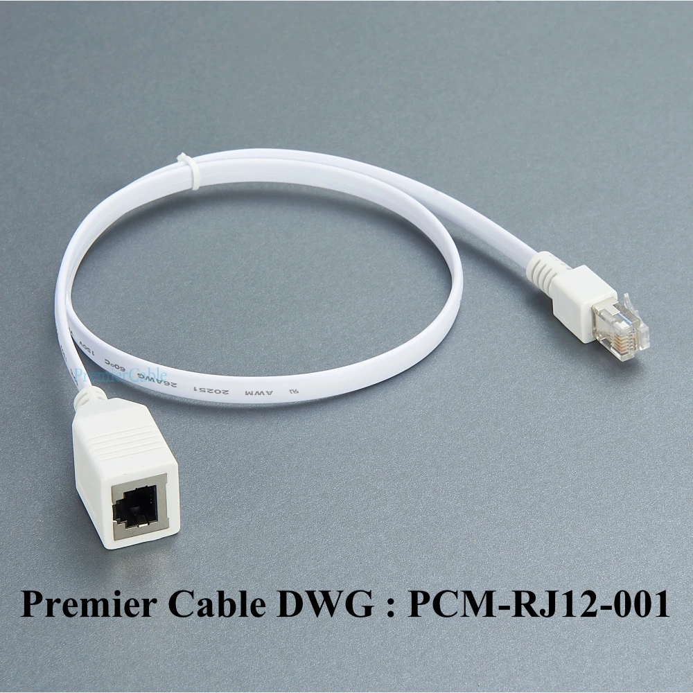 White RJ12 6P6C Extension Cable 0.6m 5 White RJ12 6P6C Extension Cable 0.6m - Image 5