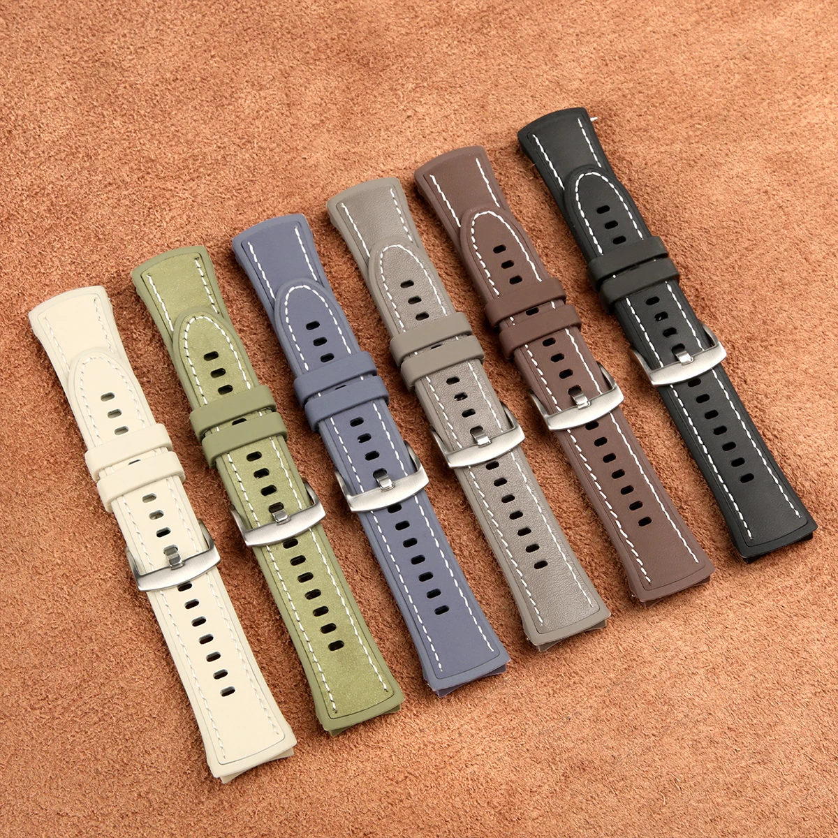 Leather Silicone Strap for Huawei Watch 5 (42mm & 46mm) 5 Leather Silicone Strap for Huawei Watch 5 (42mm & 46mm) - Image 5