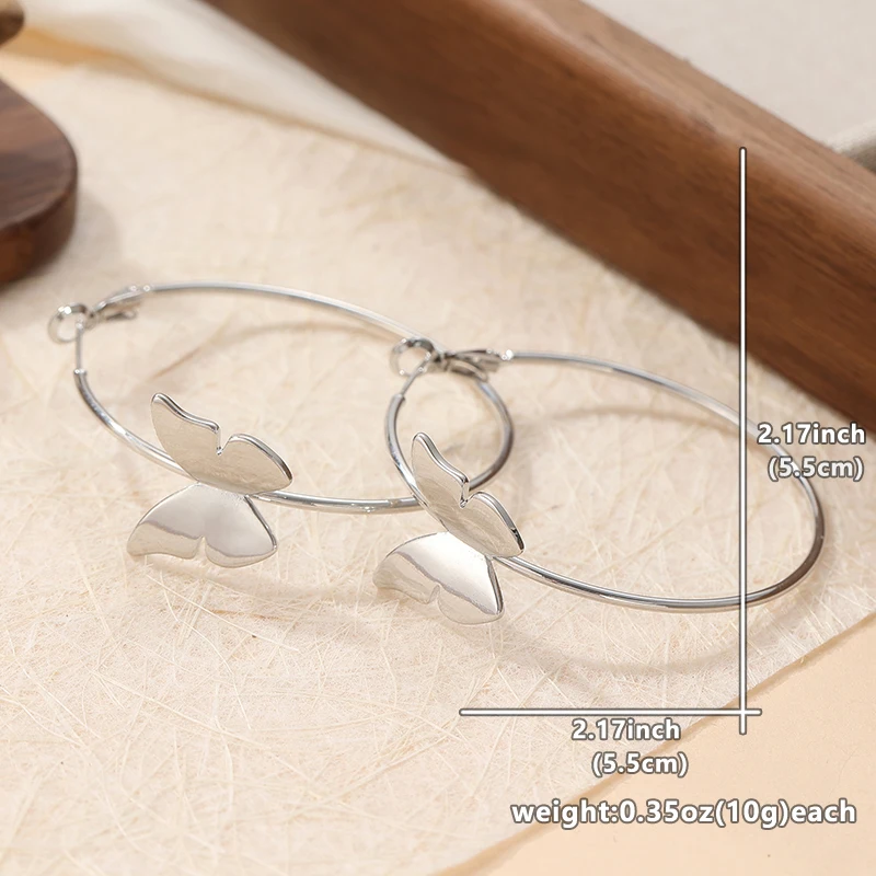 Silver Butterfly Hoop Earrings for Women 5 Silver Butterfly Hoop Earrings for Women - Image 5