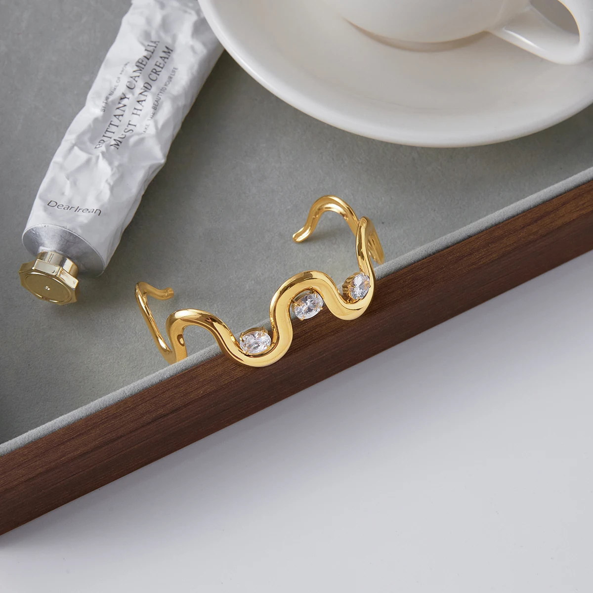 Stainless Steel Gold-Tone Oval Cuff Bracelet 6 Stainless Steel Gold-Tone Oval Cuff Bracelet - Image 6