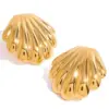 Stainless Steel Gold Shell Earrings Model JDEW2408016