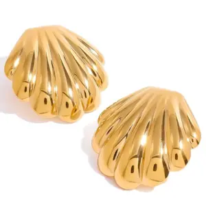 Stainless Steel Gold Shell Earrings Model JDEW2408016