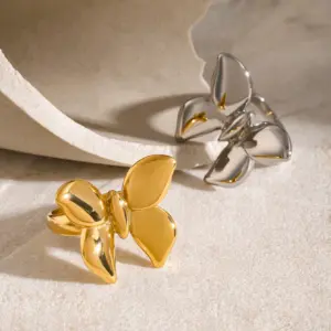 Bold Stainless Steel Butterfly Ring