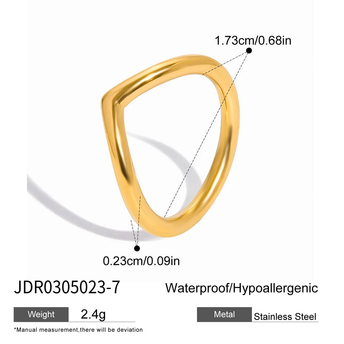 Gold Stainless Steel Water Drop Stackable Ring 10 Gold Stainless Steel Water Drop Stackable Ring - Image 10