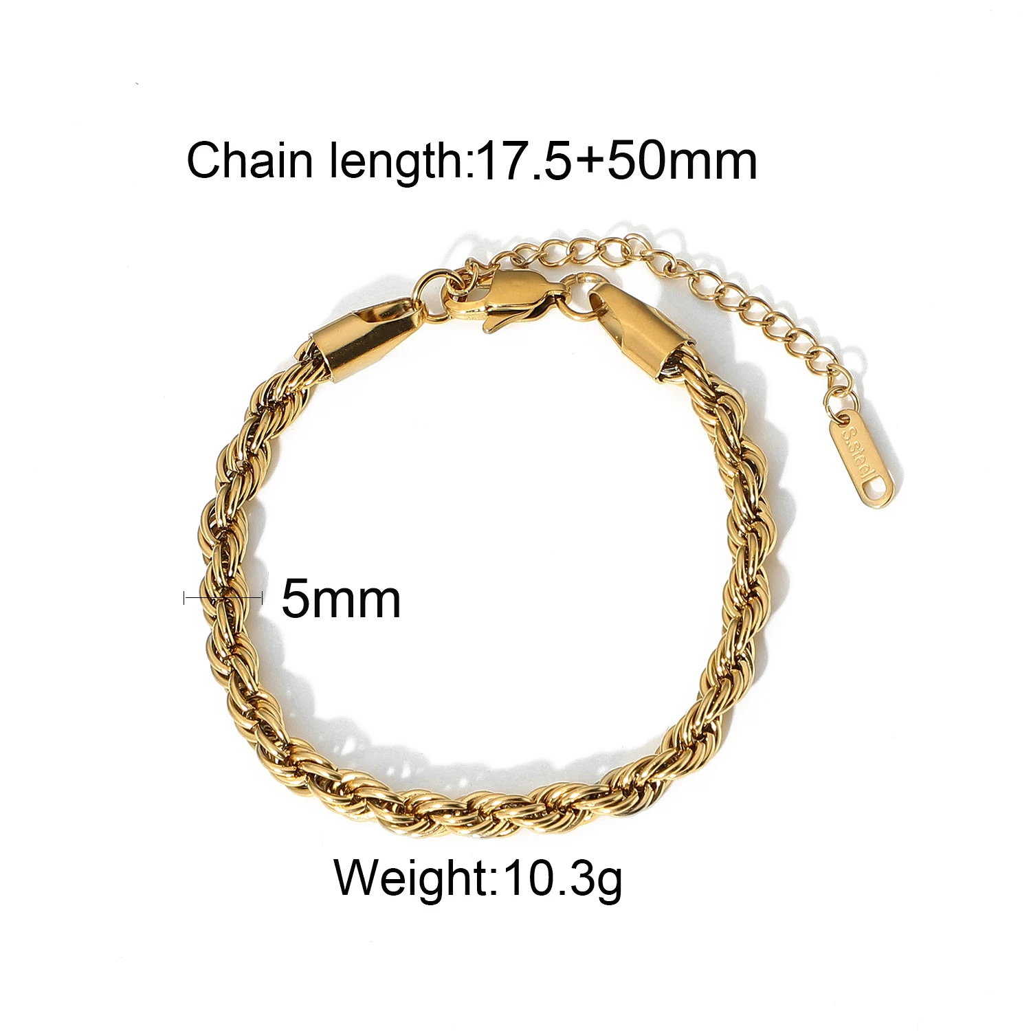 Gold Stainless Steel Snake Chain Bracelet 7 Gold Stainless Steel Snake Chain Bracelet - Image 7