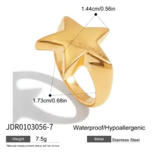 Stainless Steel Women's Star Ring in Gold & Silver 14 Sf74421a4068c4b6ea4b7cc88107c97e3B