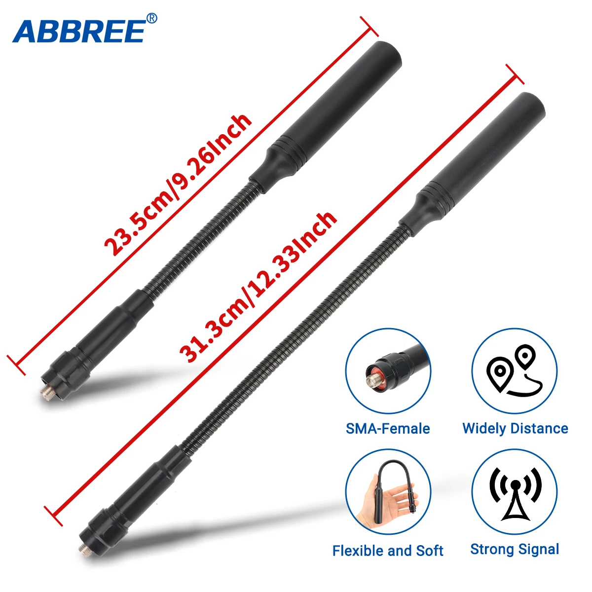 ABBREE Dual-Band Gooseneck Radio Antenna 23.5/31.3cm 4 ABBREE Dual-Band Gooseneck Radio Antenna 23.5/31.3cm - Image 4