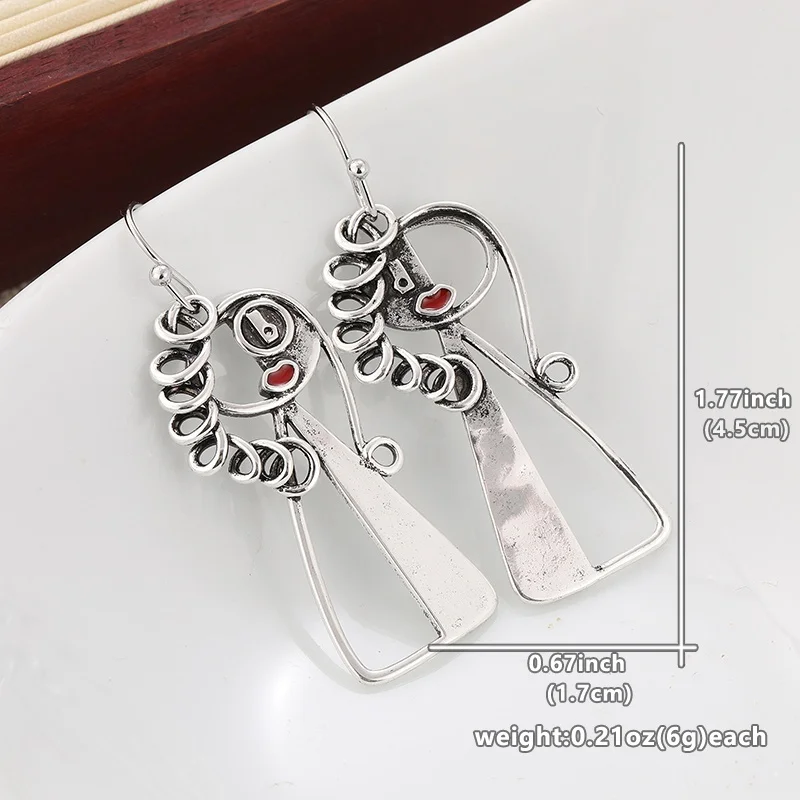 Vintage Silver Artistic Face Dangle Earrings 3 Vintage Silver Artistic Face Dangle Earrings - Image 3