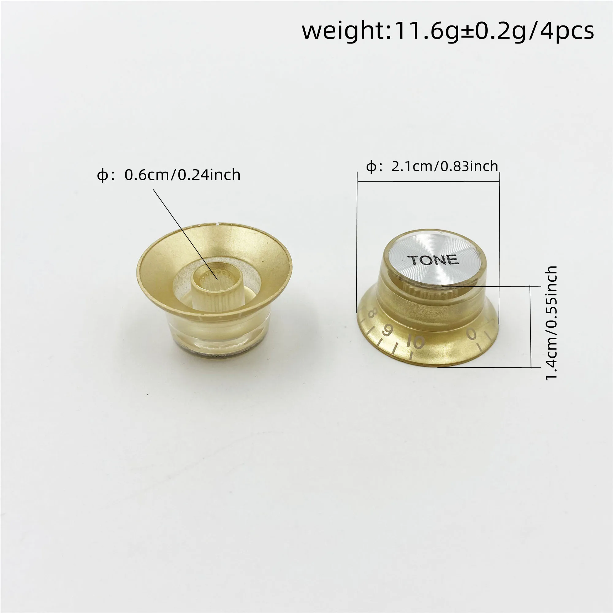 Aluminum Guitar Knob Caps Set in Black & Gold 2 Aluminum Guitar Knob Caps Set in Black & Gold - Image 2