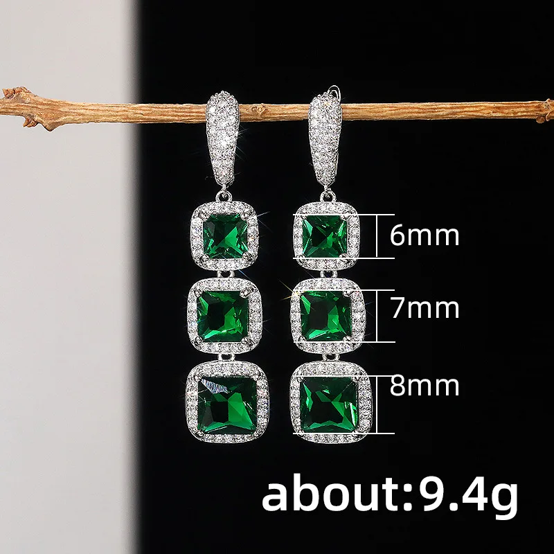 Silver Drop Earrings with Zircon Stones 5 Silver Drop Earrings with Zircon Stones - Image 5