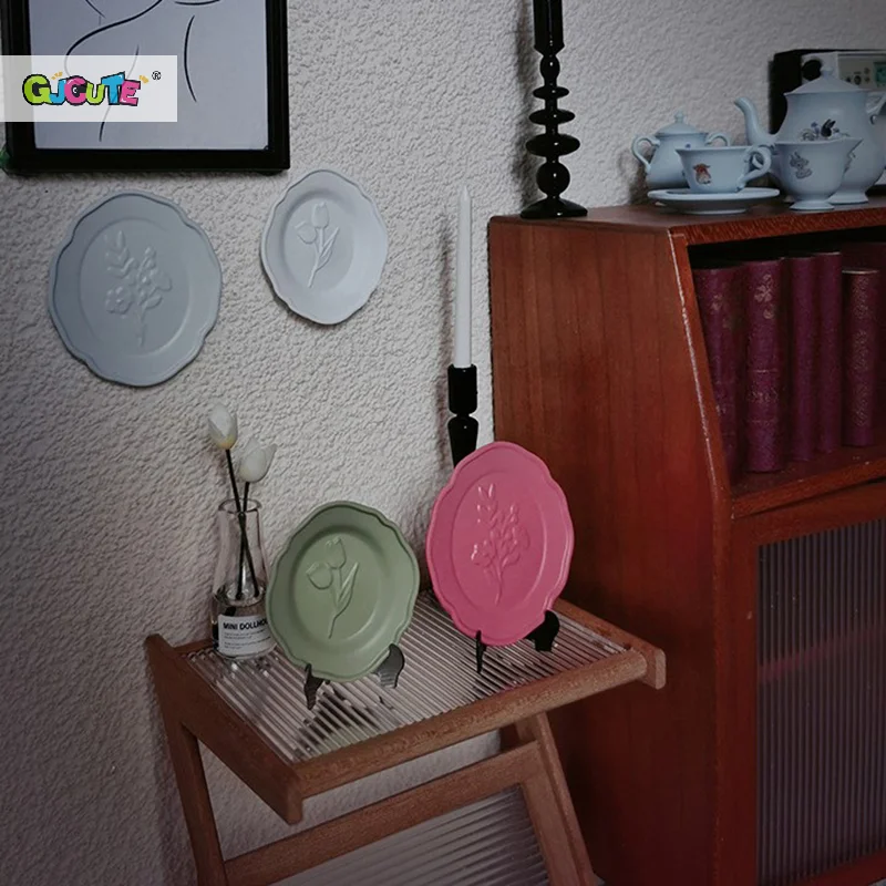 Miniature Dollhouse Food Plate Set with Floral Design 3 Miniature Dollhouse Food Plate Set with Floral Design - Image 3