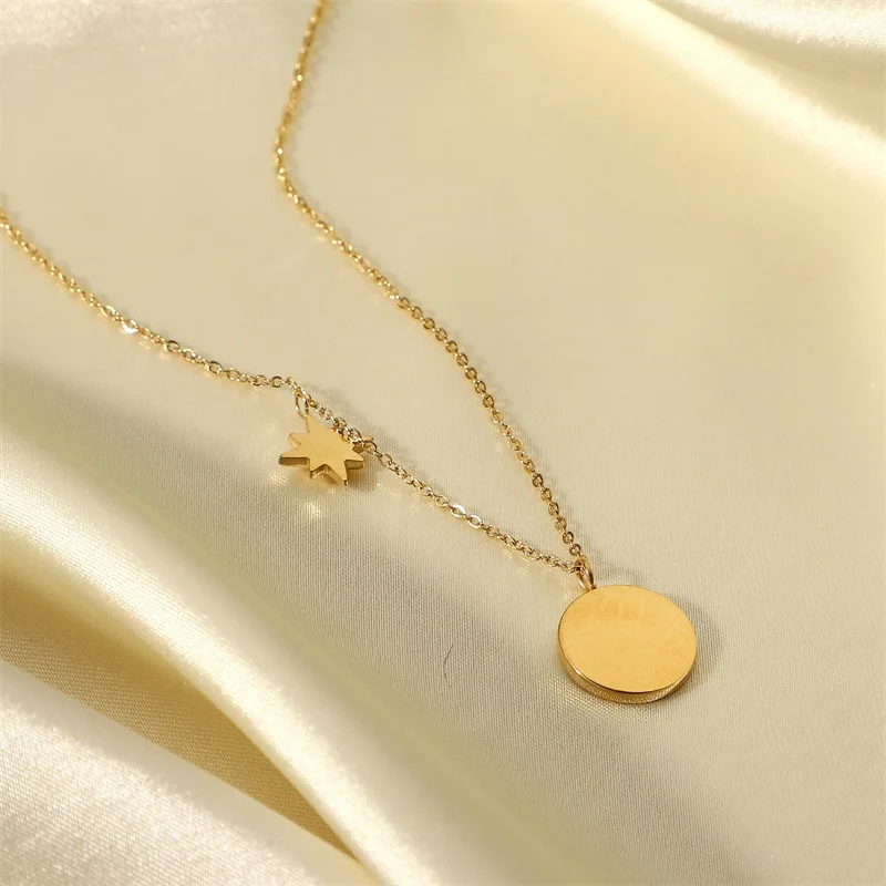 Gold-Toned Stainless Steel Coin Necklace 3 Gold-Toned Stainless Steel Coin Necklace - Image 3