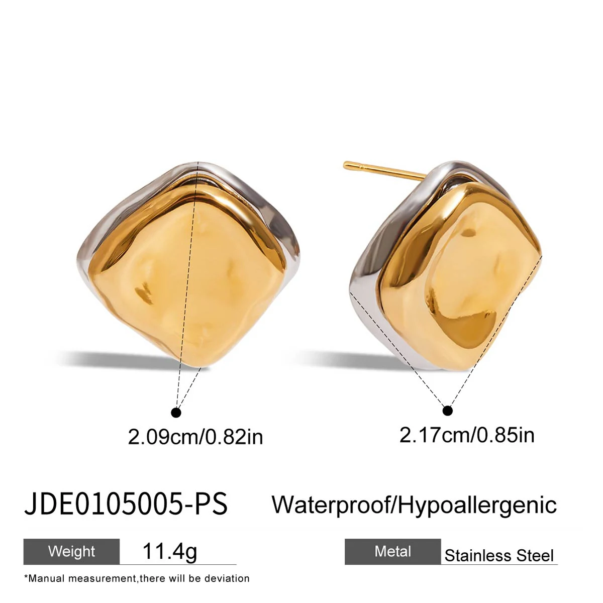 Stainless Steel Two-Tone Flower Earrings 7 Stainless Steel Two-Tone Flower Earrings - Image 7