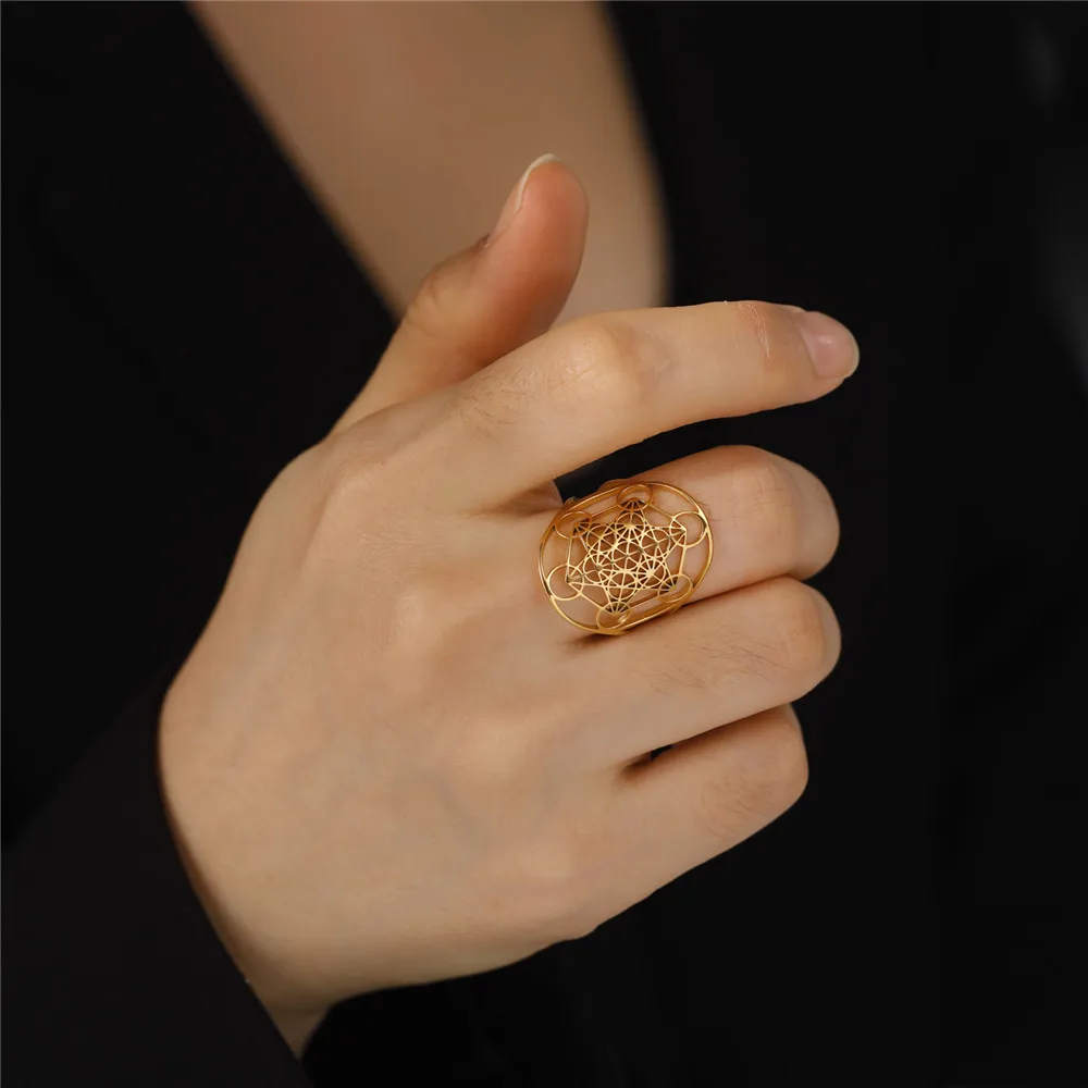 Sacred Geometry Metatron Cube Adjustable Ring 2 Sacred Geometry Metatron Cube Adjustable Ring - Image 2