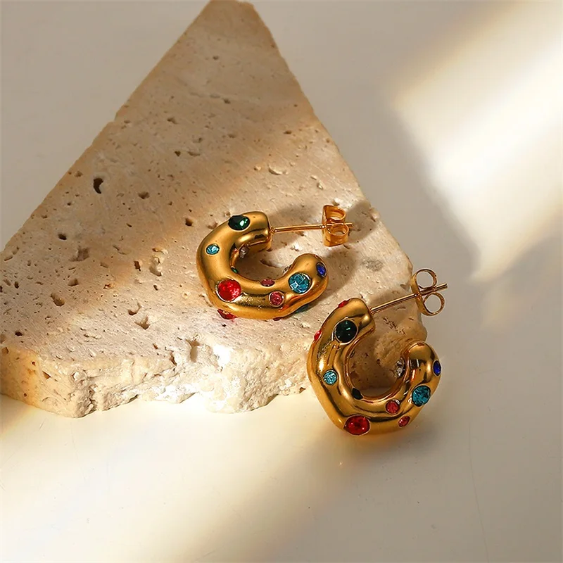 Vibrant Gold Stainless Steel Earrings for Women 3 Vibrant Gold Stainless Steel Earrings for Women - Image 3