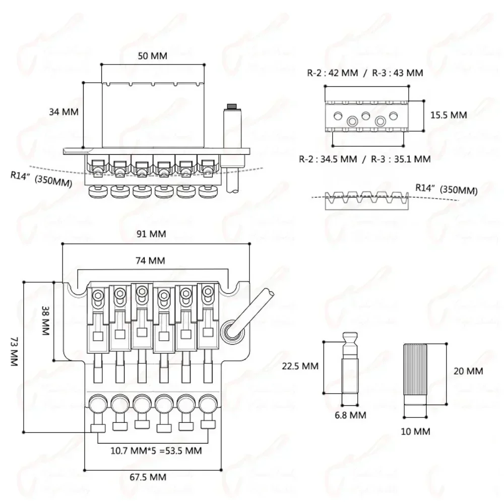 Black Floyd Rose Tremolo Bridge System 5 Black Floyd Rose Tremolo Bridge System - Image 5