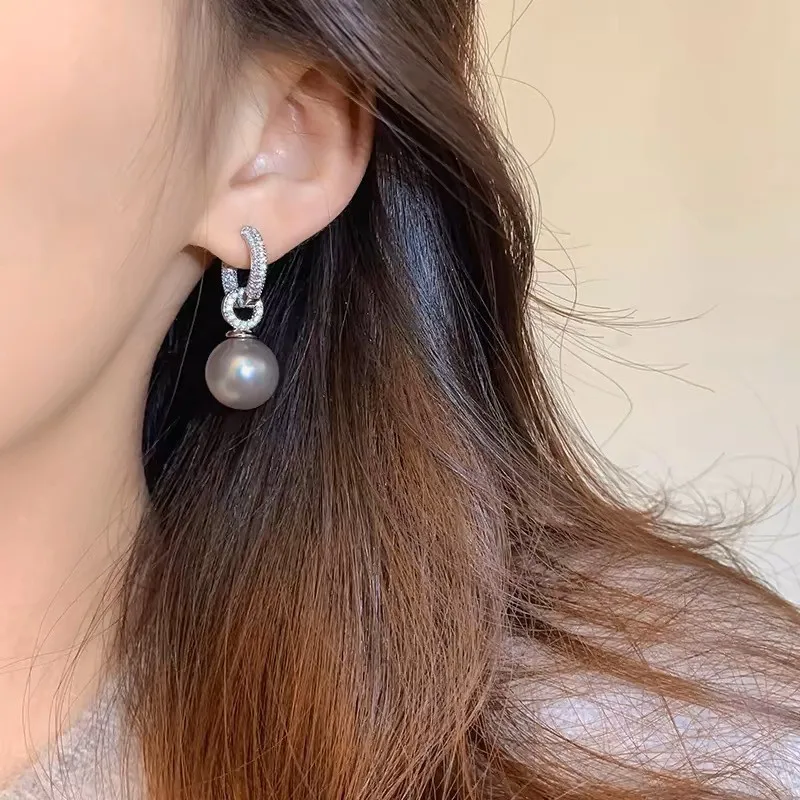 Sterling Silver Pearl Hoop Earrings for Women 6 Sterling Silver Pearl Hoop Earrings for Women - Image 6