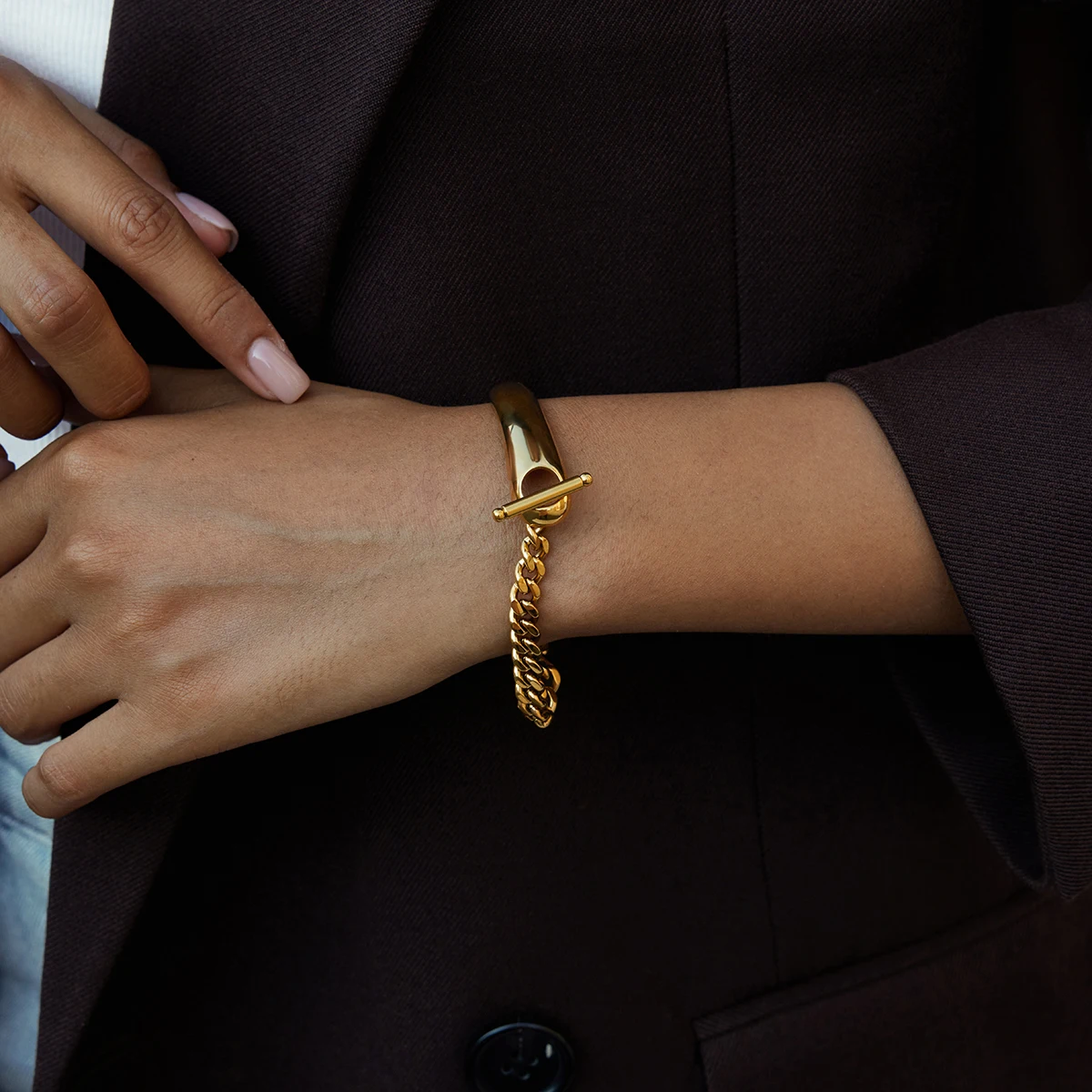 Stainless Steel Asymmetric Geometric Bracelet 3 Stainless Steel Asymmetric Geometric Bracelet - Image 3