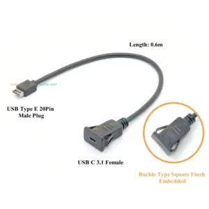 Panel Mount USB C Extension Cable, 0.6m 8 Sf8c37604ffc940b7bff3144ff7821c3fd