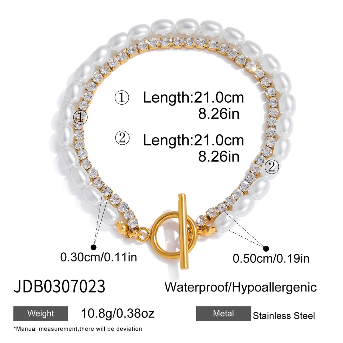 Elegant Stainless Steel Gold-Inlay Pearl Bracelet 7 Elegant Stainless Steel Gold-Inlay Pearl Bracelet - Image 7