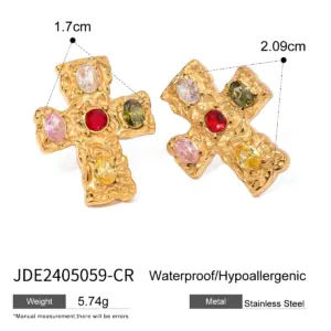 Vintage Stainless Steel Gold Cross Earrings with Zirconia 15 Sf937573c4a234cea9394bfd86a64753d0