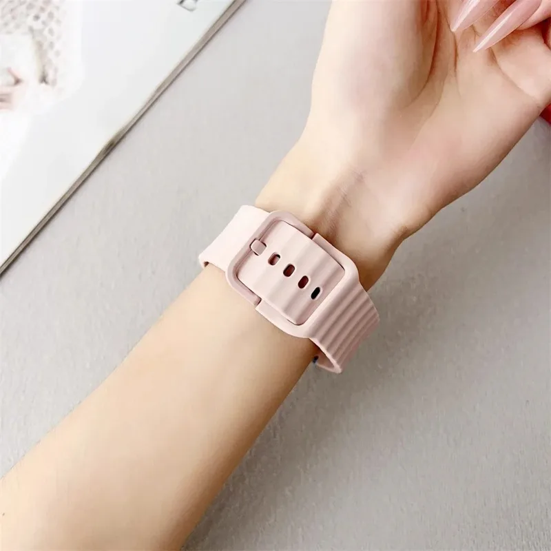 Pink Silicone Strap and Cover Set for Galaxy Watch 8 6 Pink Silicone Strap and Cover Set for Galaxy Watch 8 - Image 6