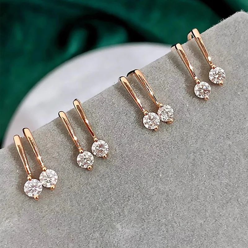 Rose Gold Cubic Zirconia Stud Earrings LL-YS1097 3 Rose Gold Cubic Zirconia Stud Earrings LL-YS1097 - Image 3