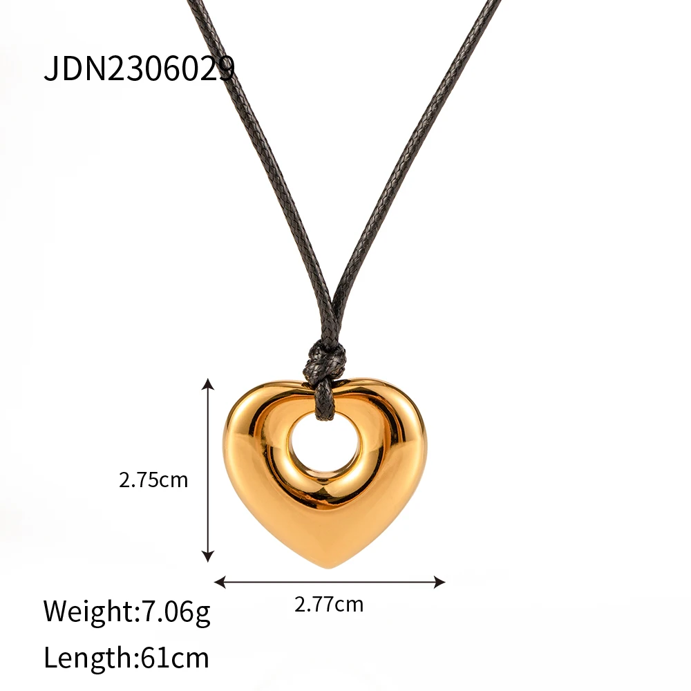 Gold Stainless Steel Heart Necklace JDN2306029 7 Gold Stainless Steel Heart Necklace JDN2306029 - Image 7