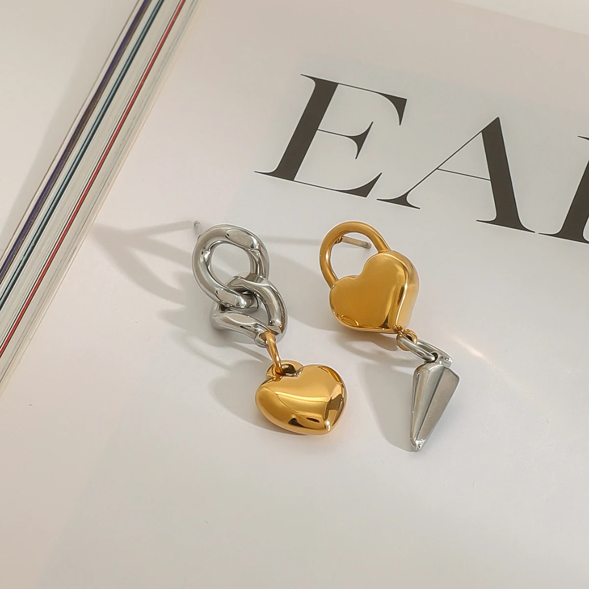 Stylish Unisex Stainless Steel Earrings Set 4 Stylish Unisex Stainless Steel Earrings Set - Image 4