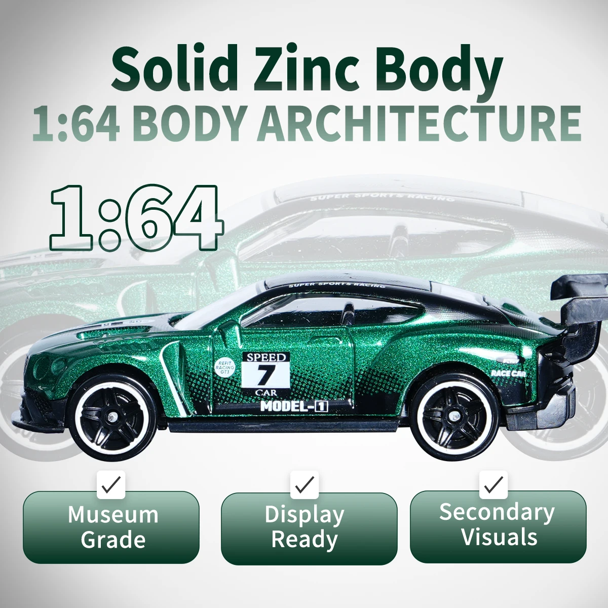 Green Alloy Racing Car Model 1:64 Scale 6 Green Alloy Racing Car Model 1:64 Scale - Image 6