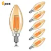 Vintage Amber Tinted LED Candle Bulb Set
