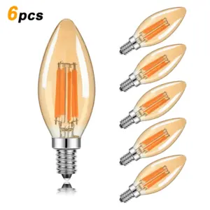 Vintage Amber Tinted LED Candle Bulb Set