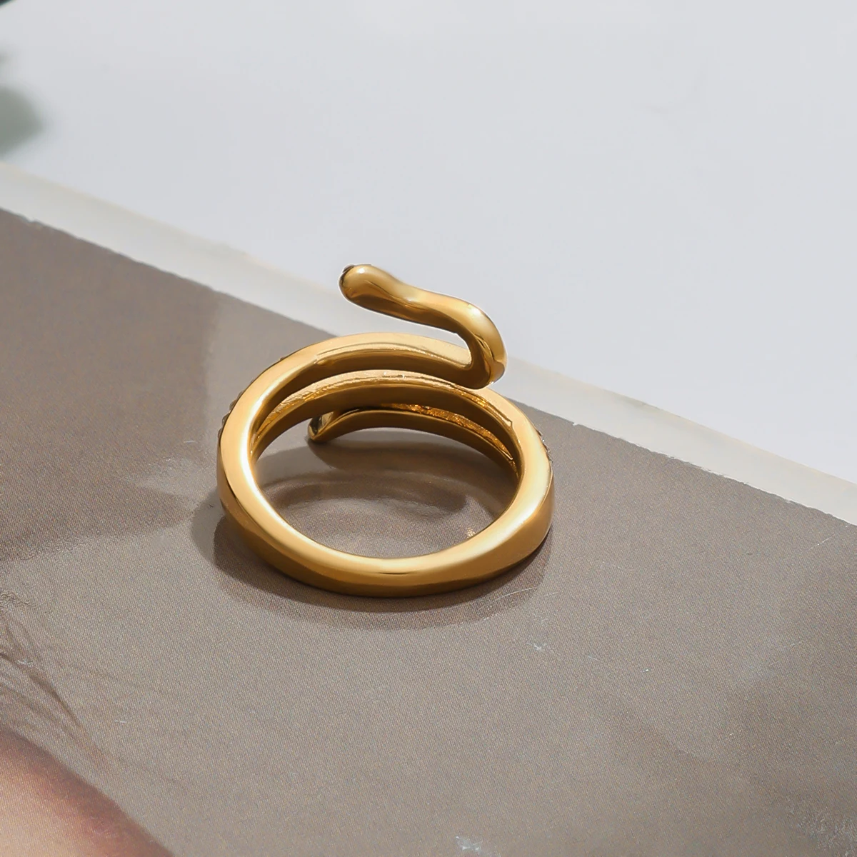 Stainless Steel Snake Ring with Rhinestones 6 Stainless Steel Snake Ring with Rhinestones - Image 6