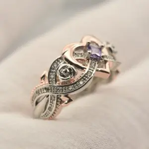 Two-Tone Geometric Wedding Ring with Purple Stones 6 Sf9f1236299d7410fbcb0a703fa2c366bk