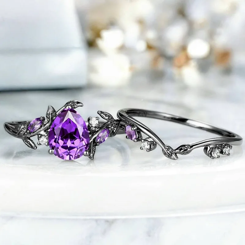 Elegant Zircon Bridal Ring Set in Silver or Gold 2 Elegant Zircon Bridal Ring Set in Silver or Gold - Image 2