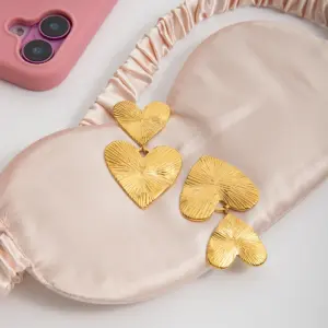 Gold Stainless Steel Textured Heart Earrings 12 Sfa2950e59b3b4b98bc71353c506632184