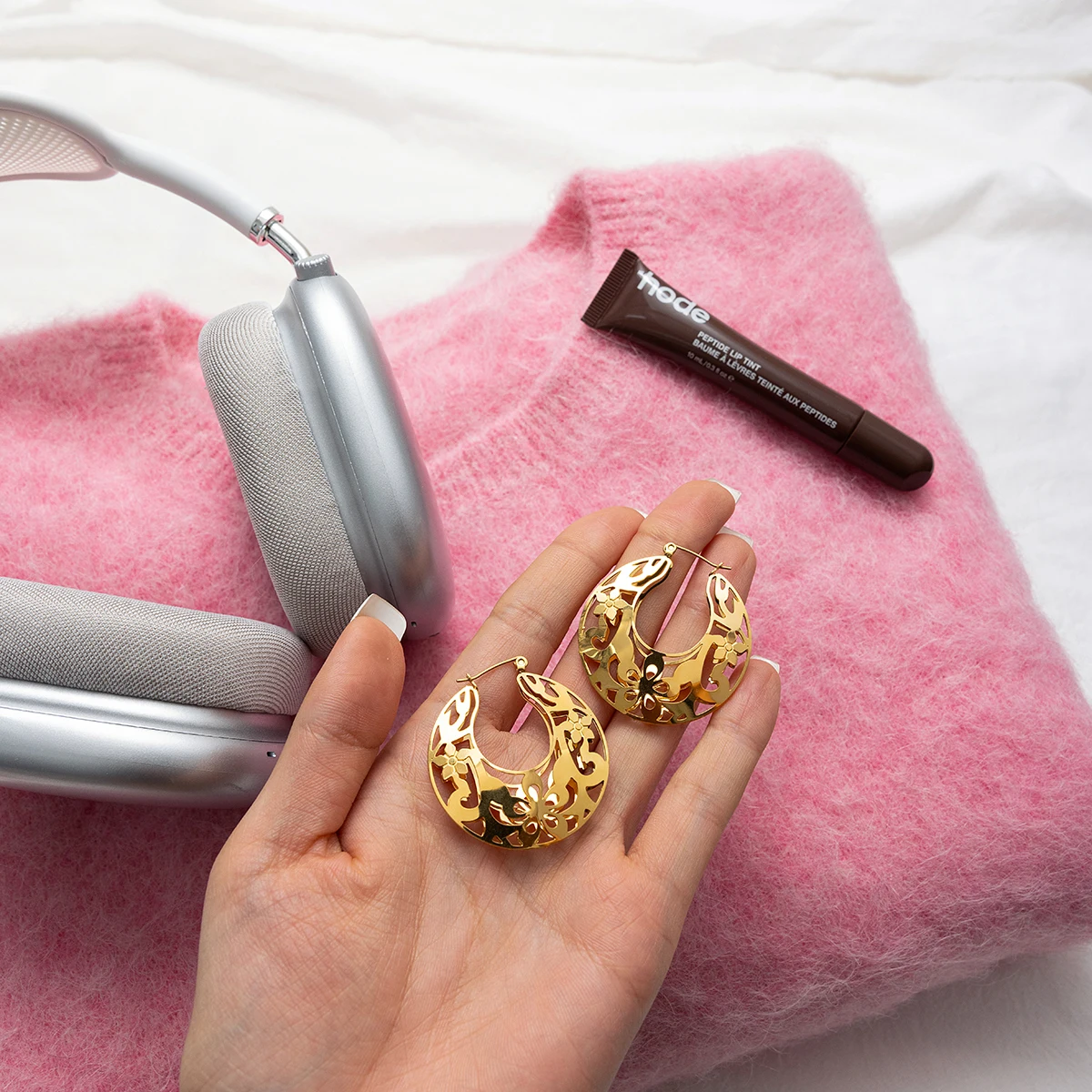 Elegant Gold Stainless Steel Floral Earrings 5 Elegant Gold Stainless Steel Floral Earrings - Image 5