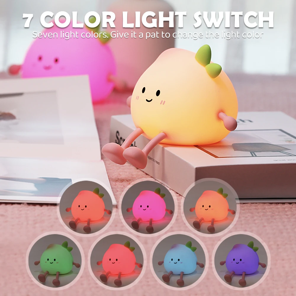 Peach-Shaped Silicone Night Light with RGB Colors 2 Peach-Shaped Silicone Night Light with RGB Colors - Image 2